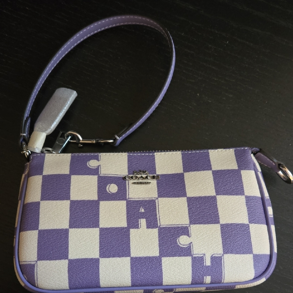 Coach Purple and Chalk Colored Clutch with Silver Accents